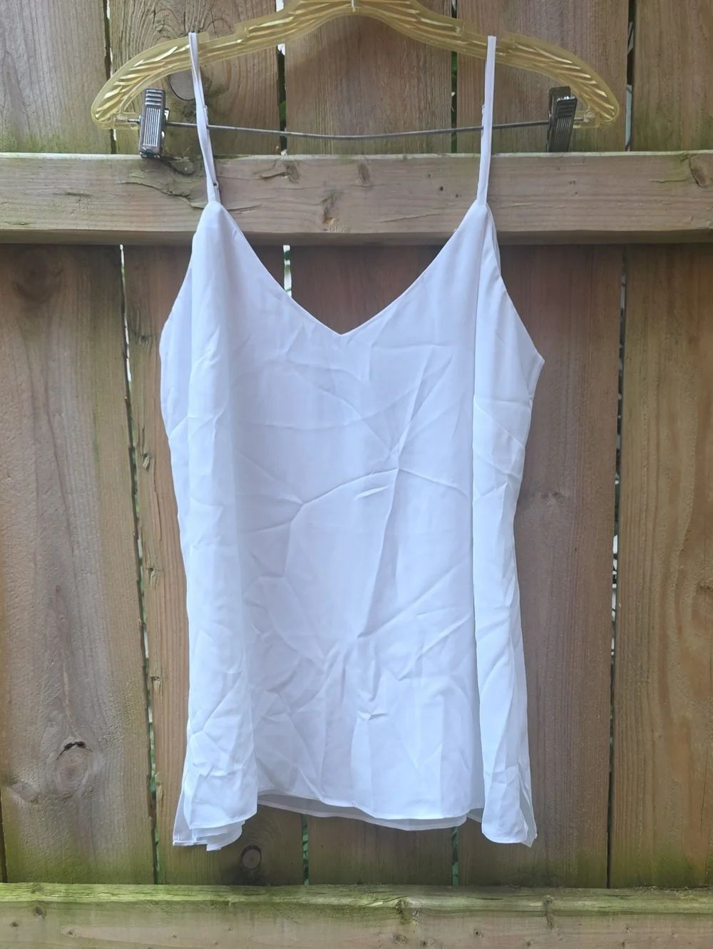 White House Black Market White V-Neck Spaghetti Strap Cami
